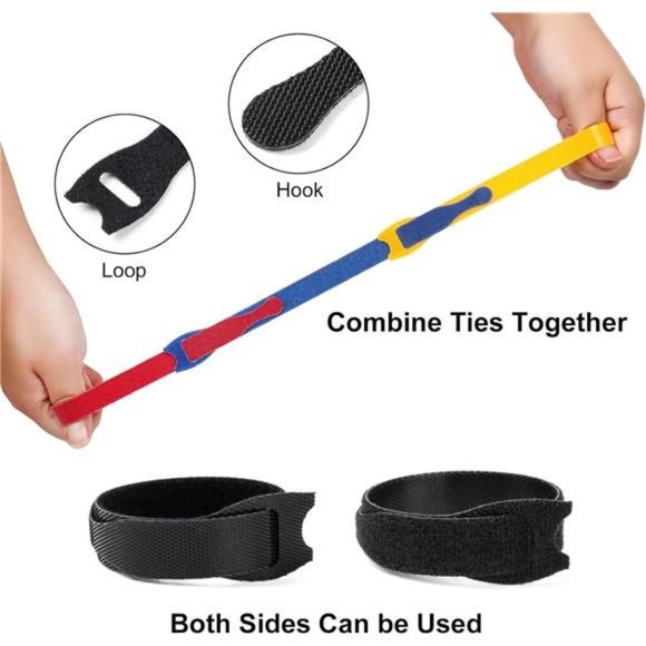 110PCS Cord Organizer 8 × 1/2" Reusable Cable Ties with Hook and Loop - Picture 3 of 8